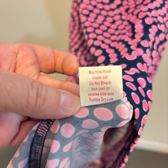 JB by Julie Brown Navy Blue Pink Polka Dot Sleeveless Turtleneck Shift Dress - Picture 7 of 7